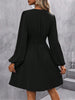 Dresses Woman Clothing V Neck Lantern Sleeve Wrap Mini Dress Ruched Waist Flowy Hem Elegant for Autumn and Party Styles