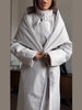 Winter Solid Women's Long Down Jacket Shawl Belt Decor Stand Collar Zipper Full Sleeve Cotton Padded Coat Lady Warm Jacket