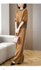 Middle-aged mother Suit Spring Autumn Loose Plaid Patchwork Top+Wide leg pants Two-piece Women's Clothing Sets