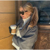 Black Stand Collar Woolen Coats Women's High Street Buttons Full Sleeve Short Overcoats Autumn Female Solid Outwear