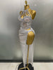Sexy Shiny Diamond Sequins Cocktail Dress 2Pcs Set Women Evening Celebrate Birthday Party Nightclub Stage Costum