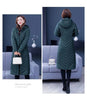 Middle-aged Womens Down Cotton Coat Winter Long Warm Quilted Cotton Jacket Female Casual Hooded Parka Overcoat Purple 5XL