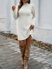 Autumn Women Sweater Dresses Pearls Round Neck Long Sleeve Hip Wrap Dress Winter Elegant Ladies Casual Solid Slim Fit Dress