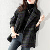 Plaid Suit Woolen Coat Women Autumn Winter Korean Loose Woolen Coat Mid-Length Wool Blazer Overcoat Woman Jacket