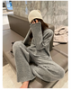 Korean Version of Soft Waxy Lazy Wind Knitting Set Gentle Round Neck Pullover Sweater Wide Leg Pants Two-piece Set Women