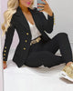 Casual Solid Suit Coat Pants Set Office Lady Autumn Elegant Long Sleeve Top Trousers Two Piece Set Women Outfit