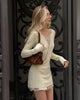 Solid Color Knit Lace Mini Dress V Neck Floral Eyelash Long Sleeve Bodycon Short Robes Women's Street Casual Coquette Gowns