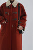 Lamb Wool Collar Duffle Coat Women Long Wool-Like Overcoat Elegant Loose Fit Warm Winter Outerwear Clothing