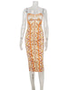 Pattern Printed Zipper Camisole V Neck Bodycon Sexy Club Woemn Party Dresses Female Skinny Elegant Outfits Robes