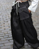 Women detachable pocket Zipper Fly Loose Wide Leg Pants Cargo Streetwear Safari Style Trousers