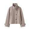 Women's Autumn Winter Stand Collar Thick Jackets Autumn Female Single Breasted Loose Long Sleeve Coats Lady Short Outwear
