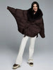 Dark Brown Hooded Hybrid Belted Jacket Oversize Long-Sleeve Spring Elegant Women Outerwear Office Casual Overcoat