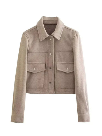 Jackets For Womens Autumn Solid Front Pockets Button Long Sleeve Jacket Elegant Woman Casual Outerwear Coat