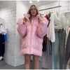Autumn Winter Print Women's Cotton Jacket Loose Hooded Thicken Zipper Pockets Jackets Female Warm Full Sleeve Outwear