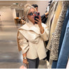 Women's Jacket Outerwear Scarf Collar Solid Long Sleeve Coat Loose Asymmetric Draped Jacket Elegant Casual Street Coat Ladies