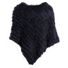 Women's 100% Real Natural Rabbit Fur Knitted Pullover Poncho Lady Cape Genuine Fur Shawl Warm One Size