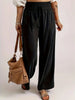 Plus Size Women Casual Wide Legs Pants Elegant Office Lady Loose Solid High Waist Trousers