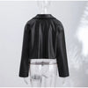 Croc Embossed Cropped Faux Leather Jacket High Stand Collar Long Sleeve Oversized Women Jackets Autumn Chic Coats