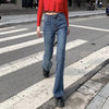 Woman High Waist Vintage Flare Jeans Female Elastic Bell Bottom Pants Girls Black Brown Deep Blue Light Blue Denim Trousers