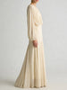 Solid Spliced Folds Minimalist Dresses for Women Round Neck Long Sleeves High Waist Elegant Dress Female Autumn