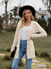 Autumn Women's Milled Pit Stripe V-Neck Solid Colour Button Long Sleeve Ladies Casual Extensions Cardigan Jacket Coat