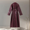 Street Pu Leather Women Long Coat Y2K Solid Belt Lapel Pocket Full Sleeve Female Jacket Autumn Winter Lady Outwear