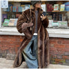 Women Faux Fur Overcoat Chic Lapel Long Sleeve Loose Fluffy Coat Lady Winter Warm Elegant Street Outerwear