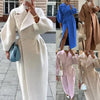 Winter Coat For Women Solid Loose Lapel Double Breasted Trench Vintage Long Sleeve Jackets Warm Thick Woman Coats