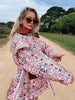 Y-neck Lace-up Cotton Coat Pink Floral Padded Jacket Loose Sweet Casual Japanese Cardigan Cotton-padded Coats Lady Warm Overcoat