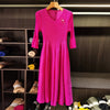 Spring Pleated Women's Bud Dress Round Neck Elegant Mid-Length V Collar Famale Clothing Chic 2DB6618