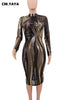 Women Fall Winter Long Sleeve O Neck Bodycon Sequined Sexy Night Club Party Bandage Midi Dresses Vestidos CY8201