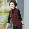 Women Knitted Cardigan Vest Jacket Spring Autumn Solid Color V-Neck Ladies Coat Middle Aged Mother Lady Sweater Waistcoat