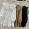 Dresses for Women Ruffles Peter Pan Collar Long Sleeve Oversized Robe Femme A-line Sweet Shirt Dress Vestidos De Mujer