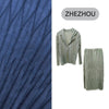 Women's Textured Pleated Blazer Set Elegant Loose Coat And Straight Skirts Lightweight Two Pieces Sets 2DB7888