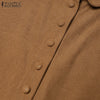 Women Autumn Corduroy Dress Casual Long Sleeve Buttons Up Sundress Solid Loose Holiday Vestido Kaftan Vintage Shirt Dress