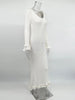 Pleated Wavy Knit Maxi Dress For Women Lace-up Long Sleeve Loose Casual Sweater Dress Female Party Clothes Solid Elegant