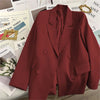 Korean Solid Color Lady Top Outwear Spring Autumn Long Sleeves Female Blazer Jacket Double-breasted Women Suit Coat