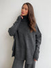 turtleneck sweater set women's European, American autumn and winter loose casual lazy thickened knitted trousers set