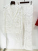 High Street Designer Runway Suit Set Women's Single Button Guipure Lace Blazer Flare Pants Set