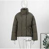 Casual Solid Lace Up Cotton Jacket Women Stand Collar Long Sleeve Pocket Warm Thick Jackets Autumn Winter Lady Outerwear