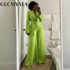 Street OL Work Women's Set Long Sleeve Blazers Tops and Wide Leg Pants Suit Fall Vacation Two 2 Piece Set Outfits