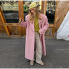 Autumn Winter Solid Women's Woolen Overcoat Urban Long Sleeve Lapel Button Female Outwear Elegant Lady Overcoats