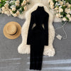 Autumn Winter Twist Women's Wrap Knitted Dresses Long Sleeve Sheath Knitwear Office Bodycon Dress Female