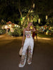 Floral Print Pants 3-piece Set Women Elegant Oversized Blazer Corset Top Sling Top Suit Lady Holiday Bohemian Outfit