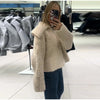 Soft Fleece Jacket For Women Elegant Oversized Lapel Long Sleeve Zipper Cropped Coat Lady Spring Casual Outerwear