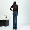 Winter Female Thin Snow Warm Plush Jeans Lady Chic Fleece Flared Pants Girls Korean High Waist Straight Leg Denim Trousers