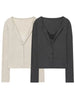 Women Lace V Neck Cropped Cardigan Coat Long Sleeve Button Knit Sweater Spring Casual Streetwear Lady Slim Knitwear