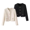 Autumn Jacket Women Small Fragrant Short Loose Coat Female Round Neck Casual Elegant Ladies Outerwear Tops