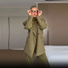 Women's Casual Versatile Office Formal Outfits Elegant Soft Shoulder Pad Blazer All Season Simple Commuter Straight Pants