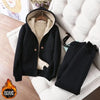 Sports Leisure Set Women's Zipper Solid Coat Women's Autumn/Winter Korean Edition Student Plush Thickened Hoodie Set